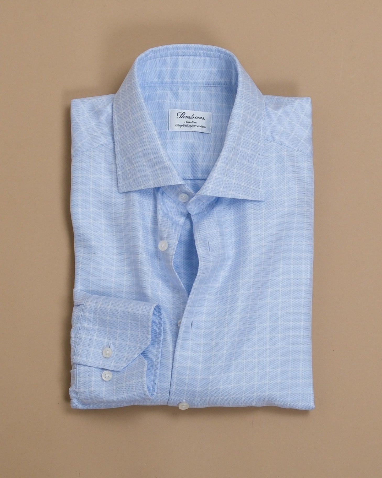 Light Blue Checked Twill Shirt