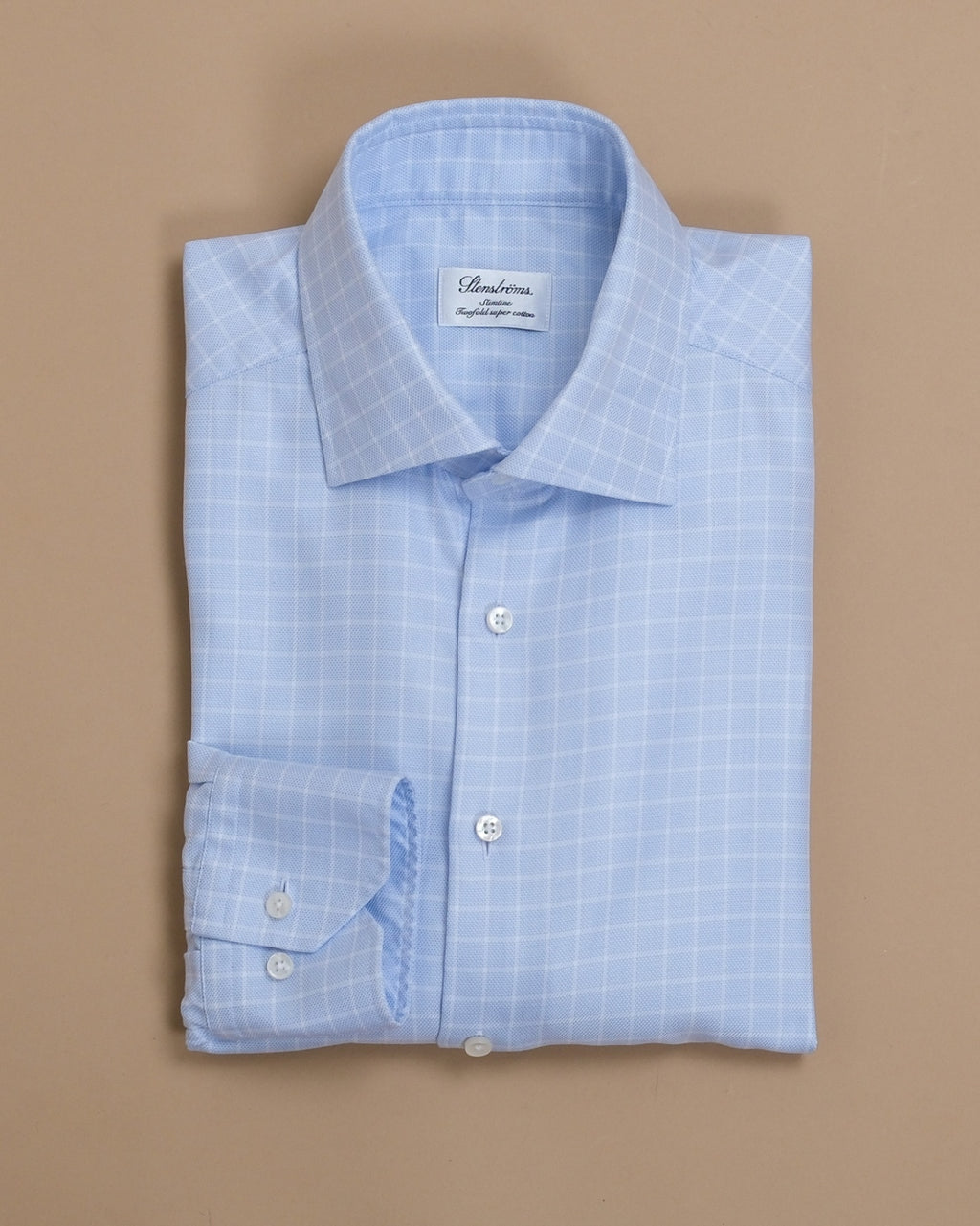 Light Blue Checked Twill Shirt