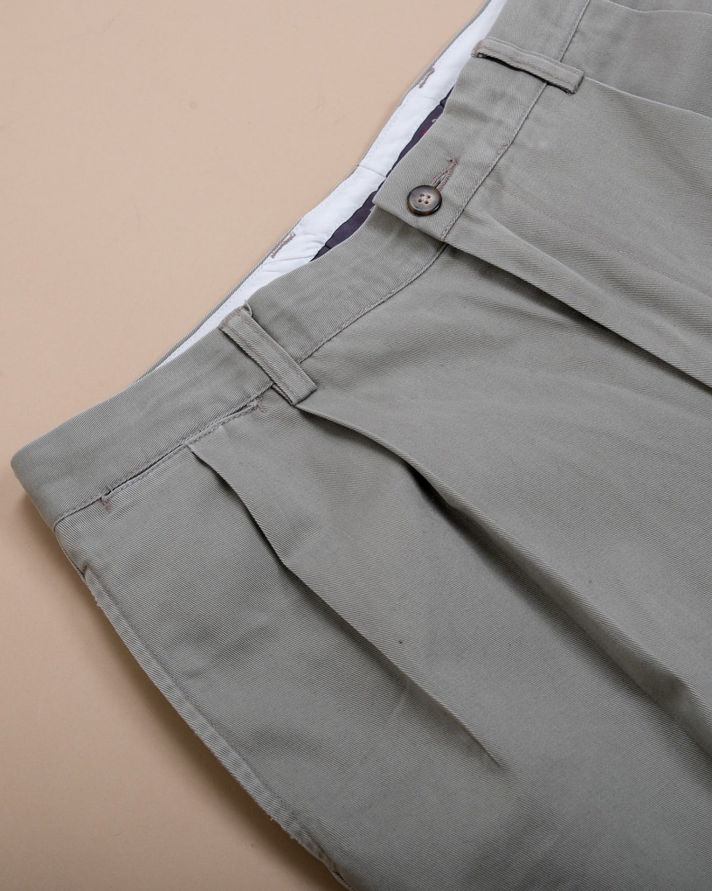 Faded Sage High-Rise Full Cut Cotton Trousers