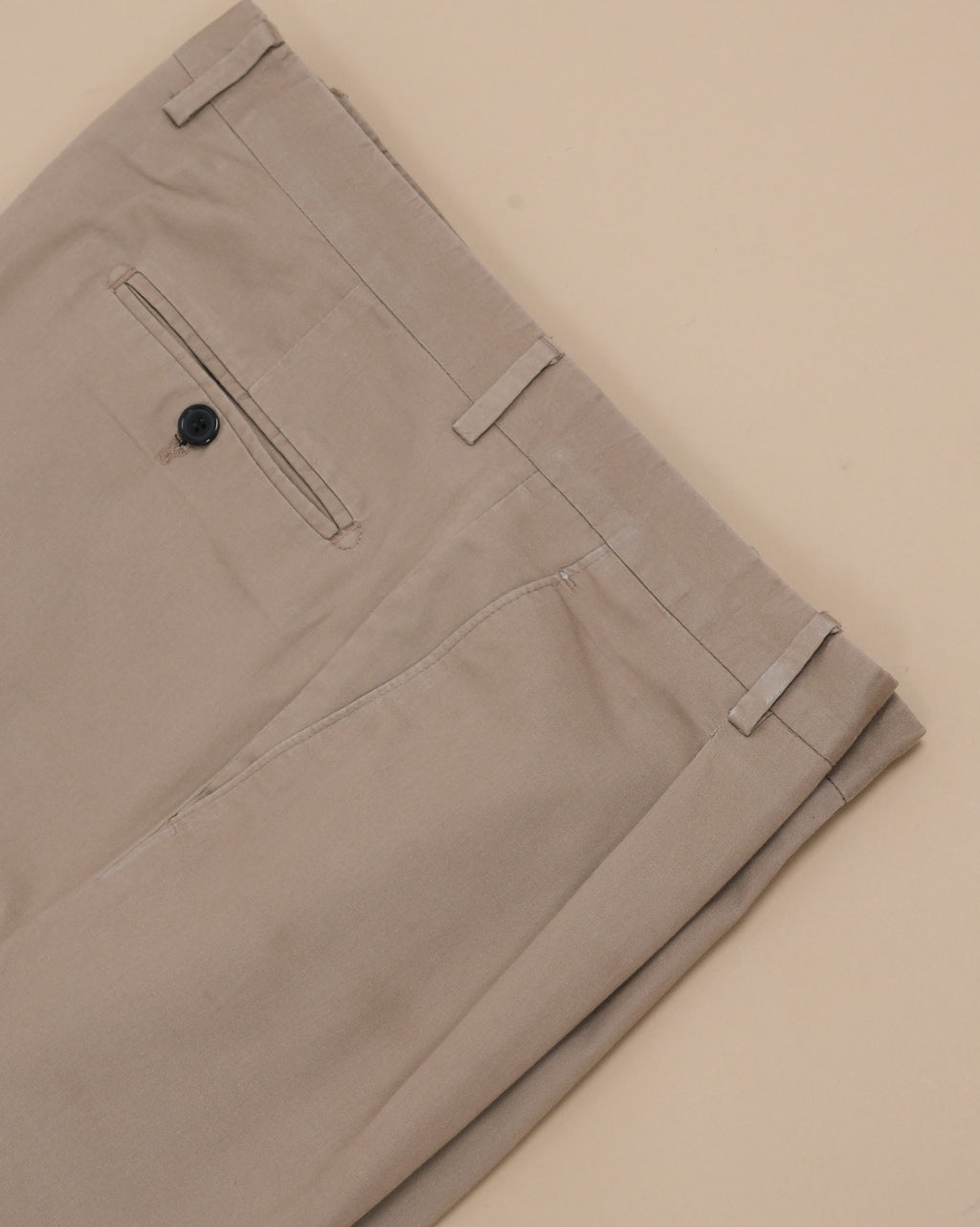 Beige High-Rise Full Cut Cotton Trousers