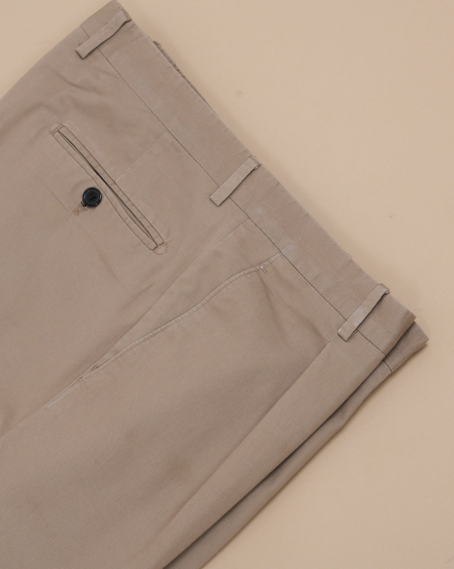 Beige High-Rise Full Cut Cotton Trousers