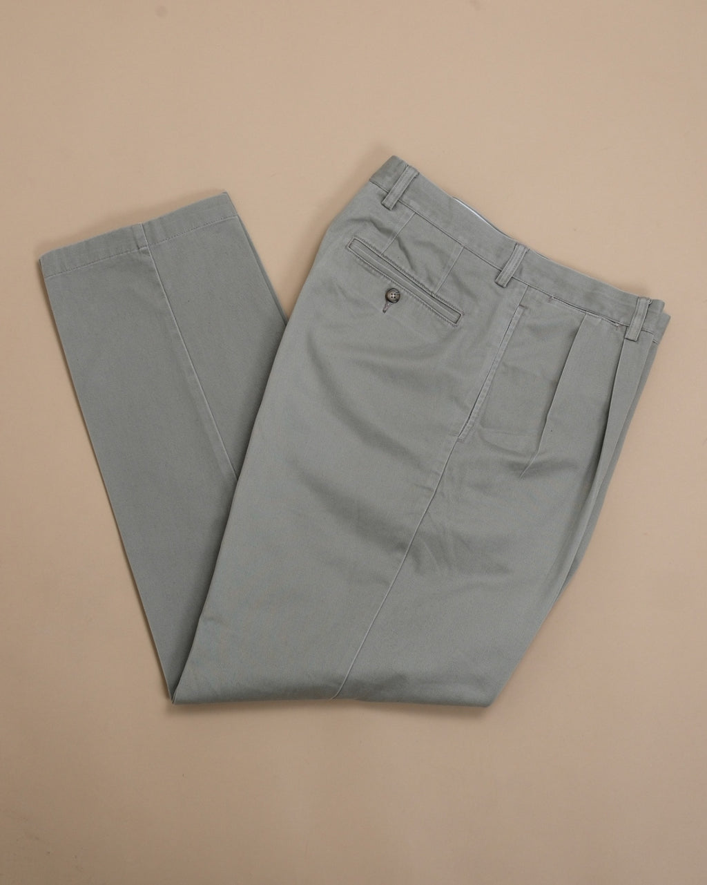 Faded Sage High-Rise Full Cut Cotton Trousers