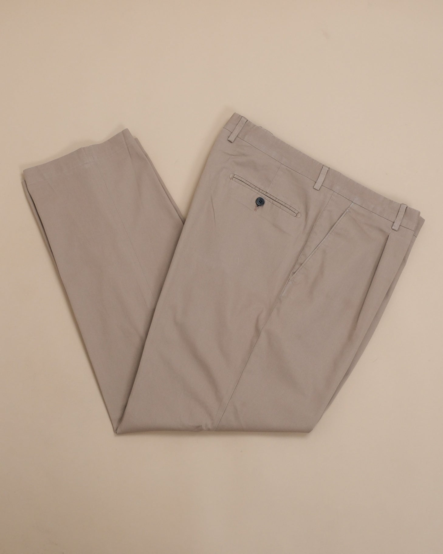 Beige High-Rise Full Cut Cotton Trousers