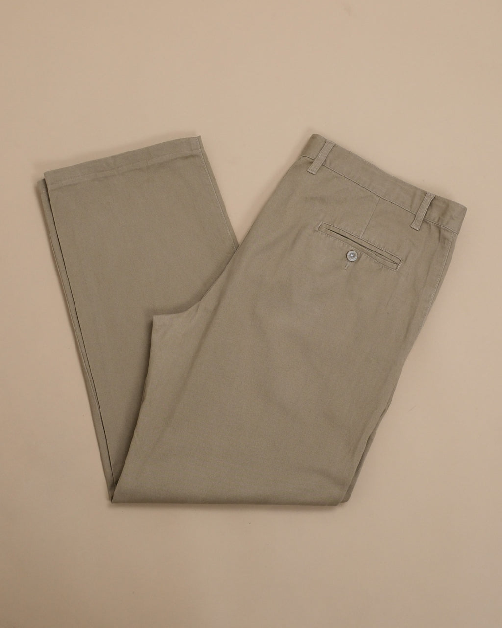 Beige High-Rise Full Cut Twill Trousers