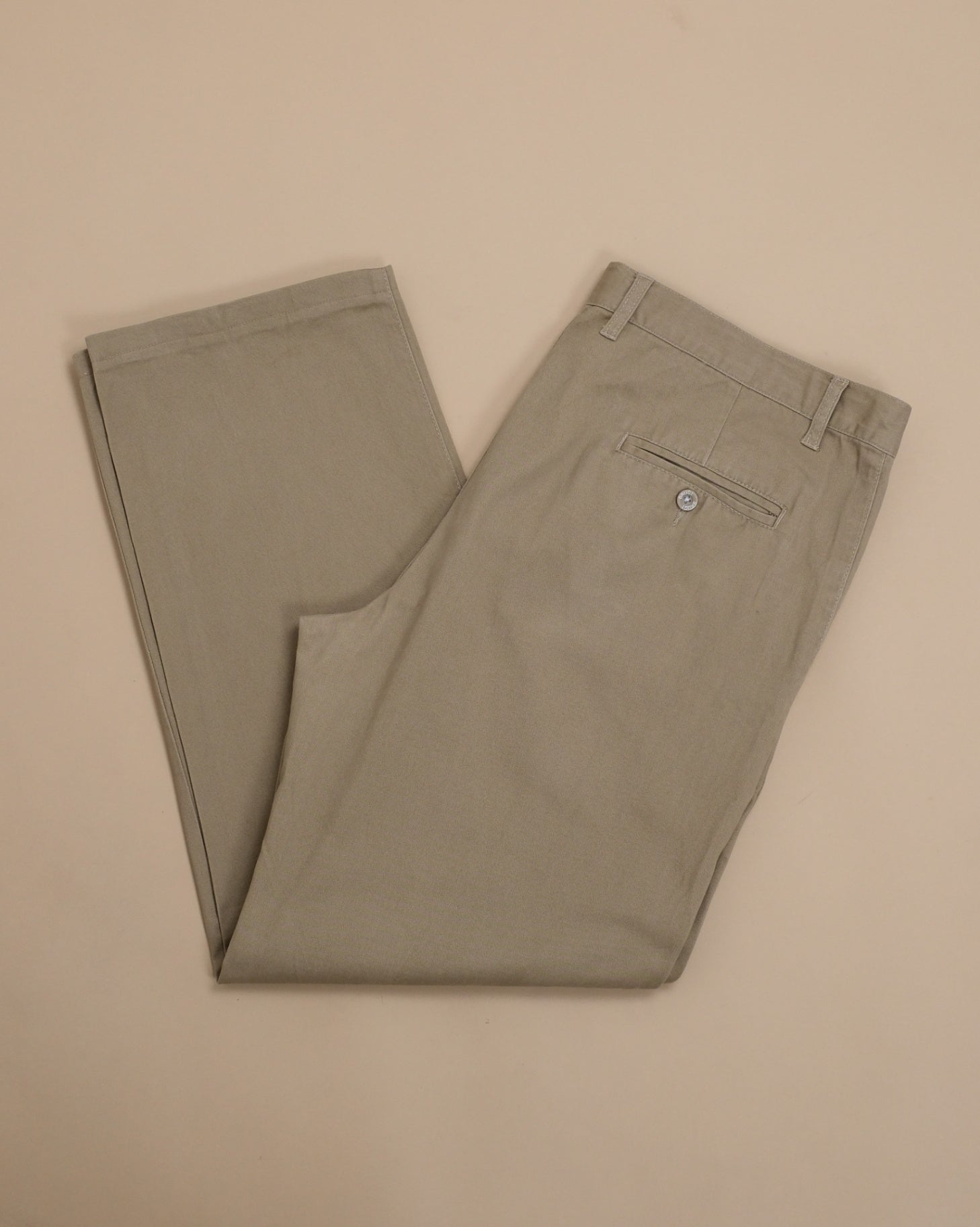 Beige High-Rise Full Cut Twill Trousers