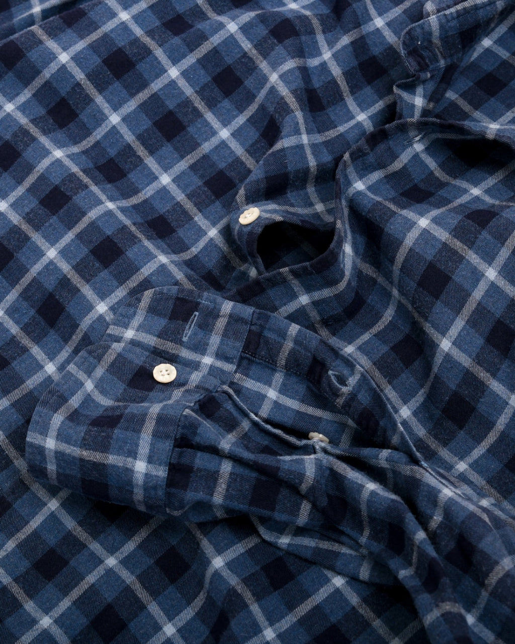 Blue Plaid Checked Twill Flannel Shirt