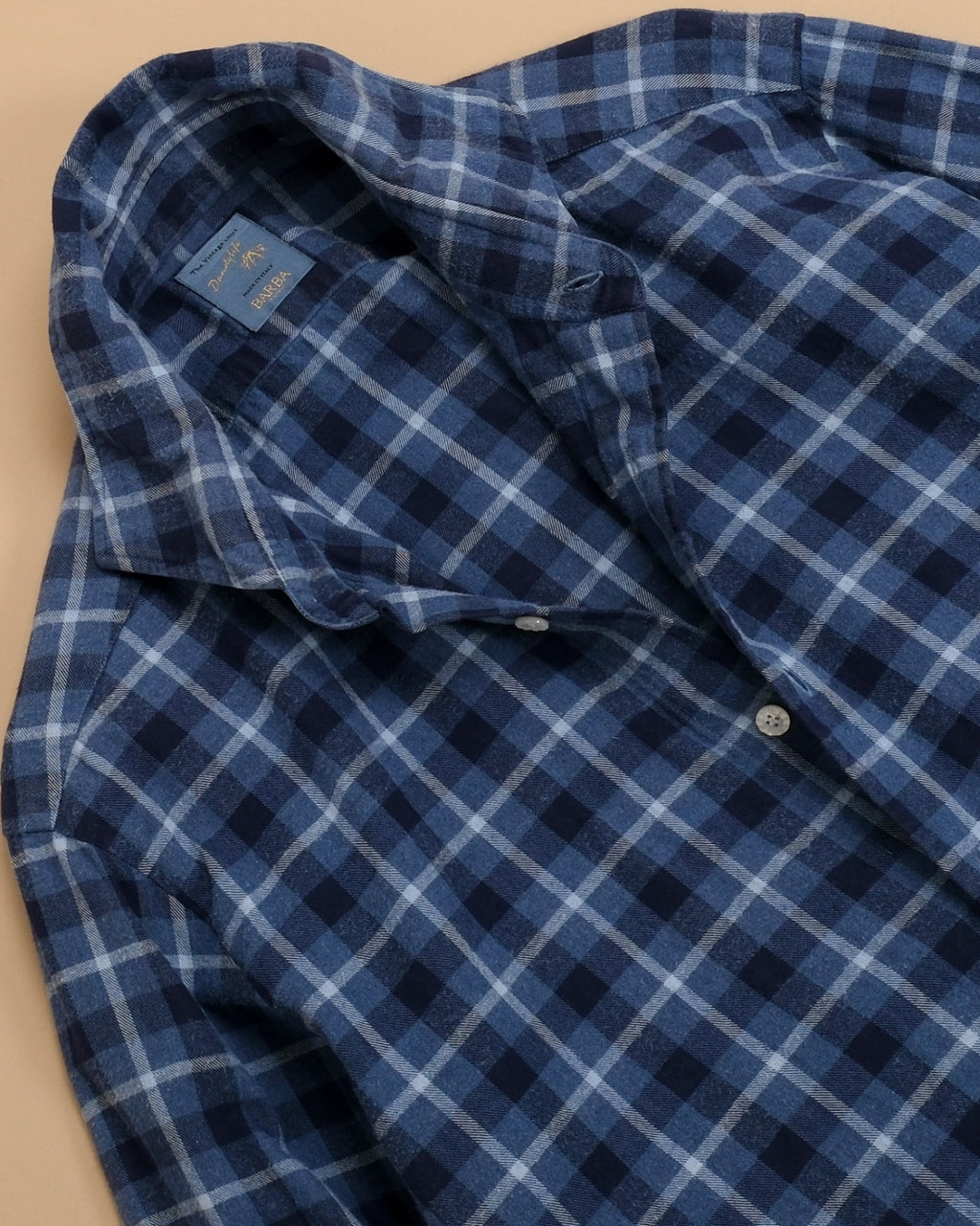 Blue Plaid Checked Twill Flannel Shirt