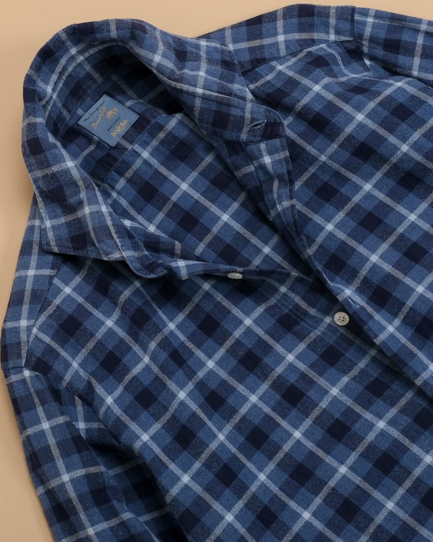 Blue Plaid Checked Twill Flannel Shirt