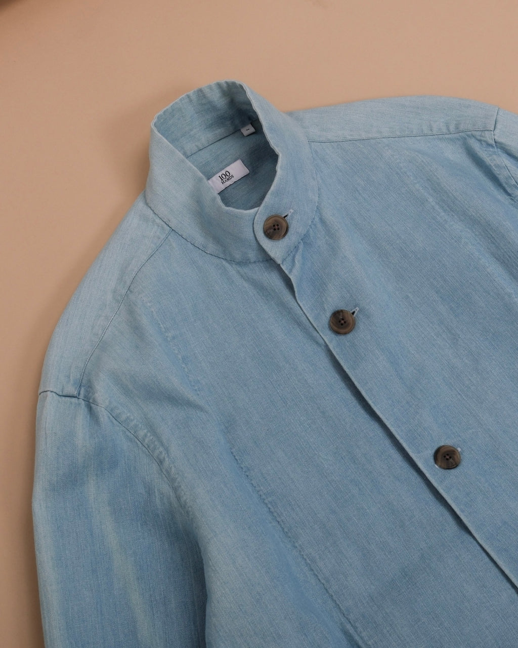 Light Wash Albiate Denim Mandarin Nehru Jacket