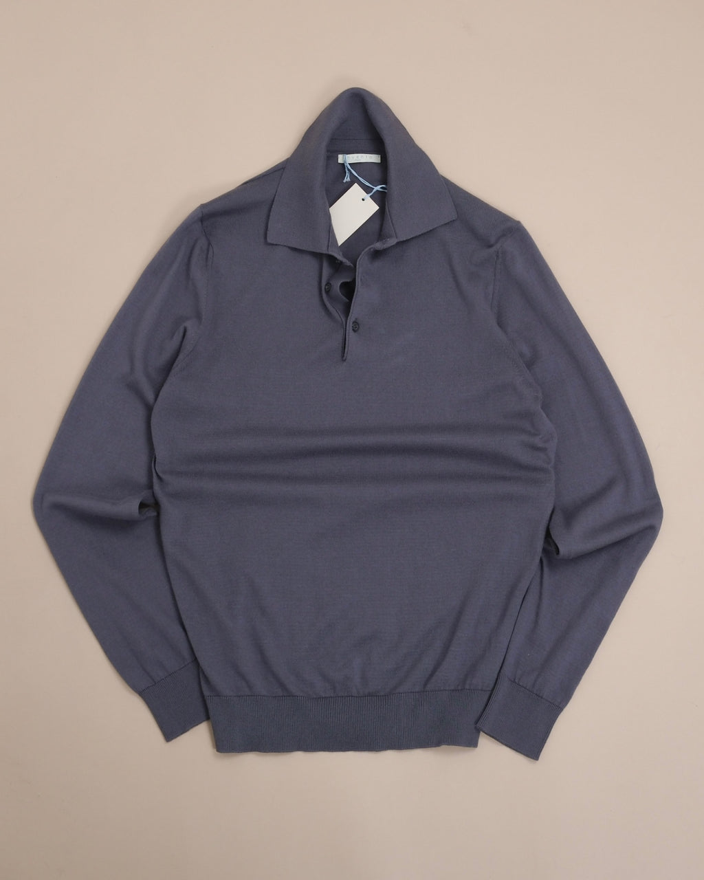 Teal Cotton Long-Sleeve Polo