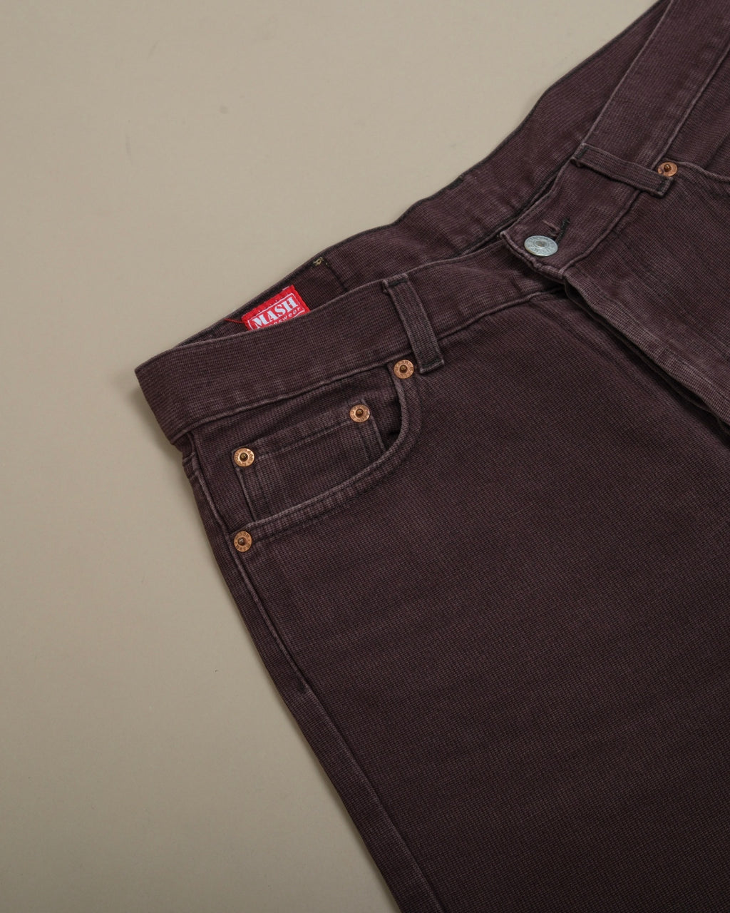 Brown Cotton High-Rise 5-Pocket Trouser