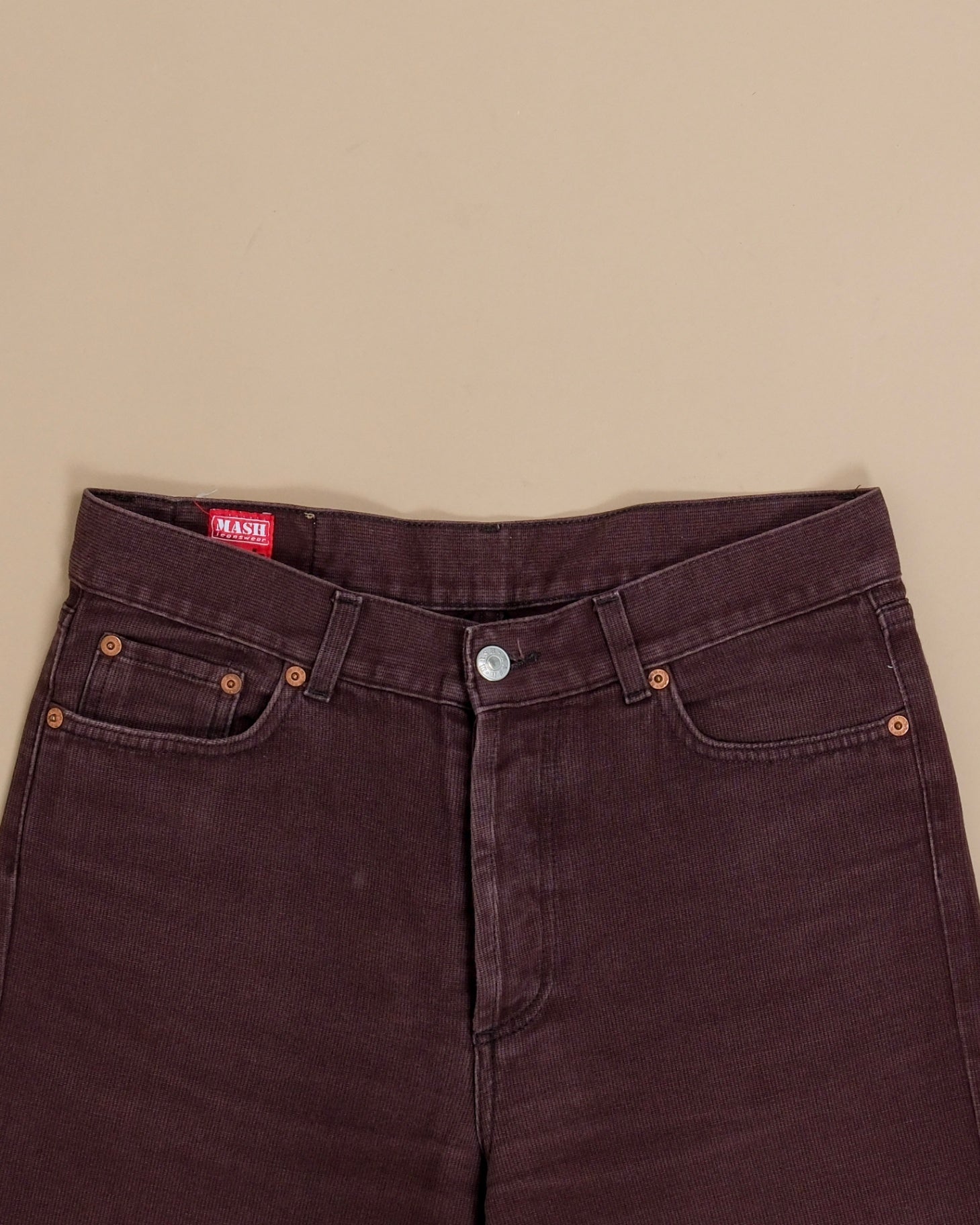 Brown Cotton High-Rise 5-Pocket Trouser