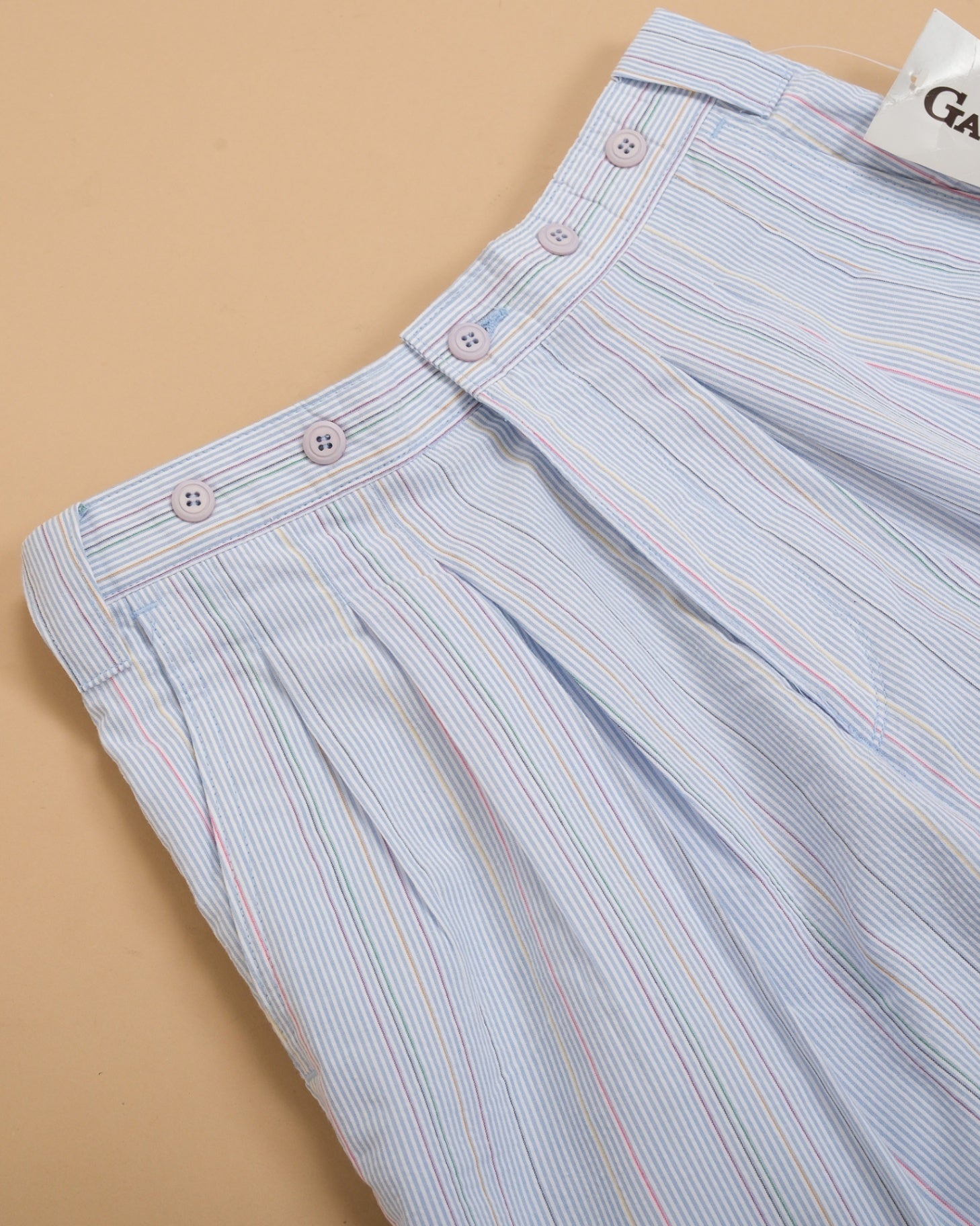 Multicolored Striped Seersucker Pleated Shorts
