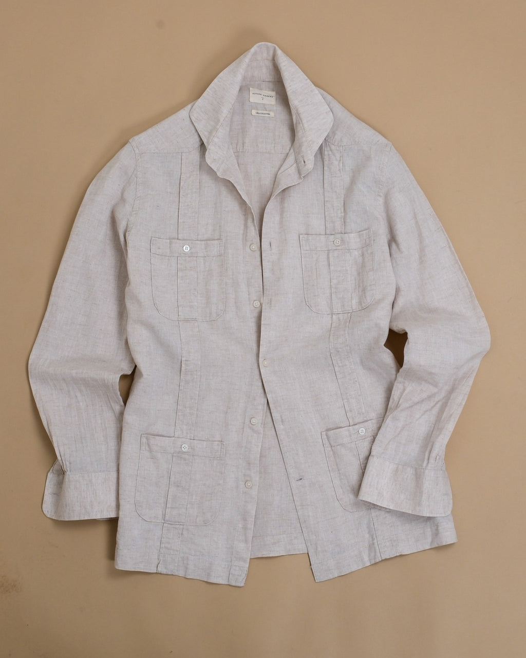 Beige Cotton/Linen Guayabera Shirt
