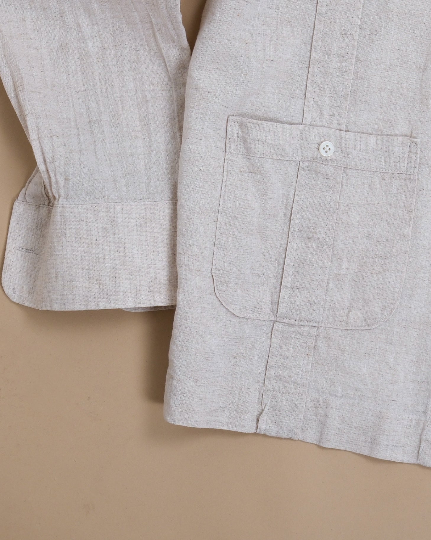 Beige Cotton/Linen Guayabera Shirt