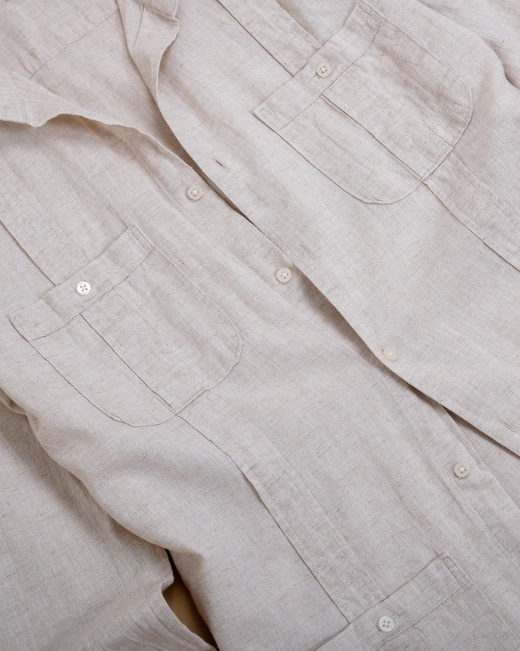 Beige Cotton/Linen Guayabera Shirt