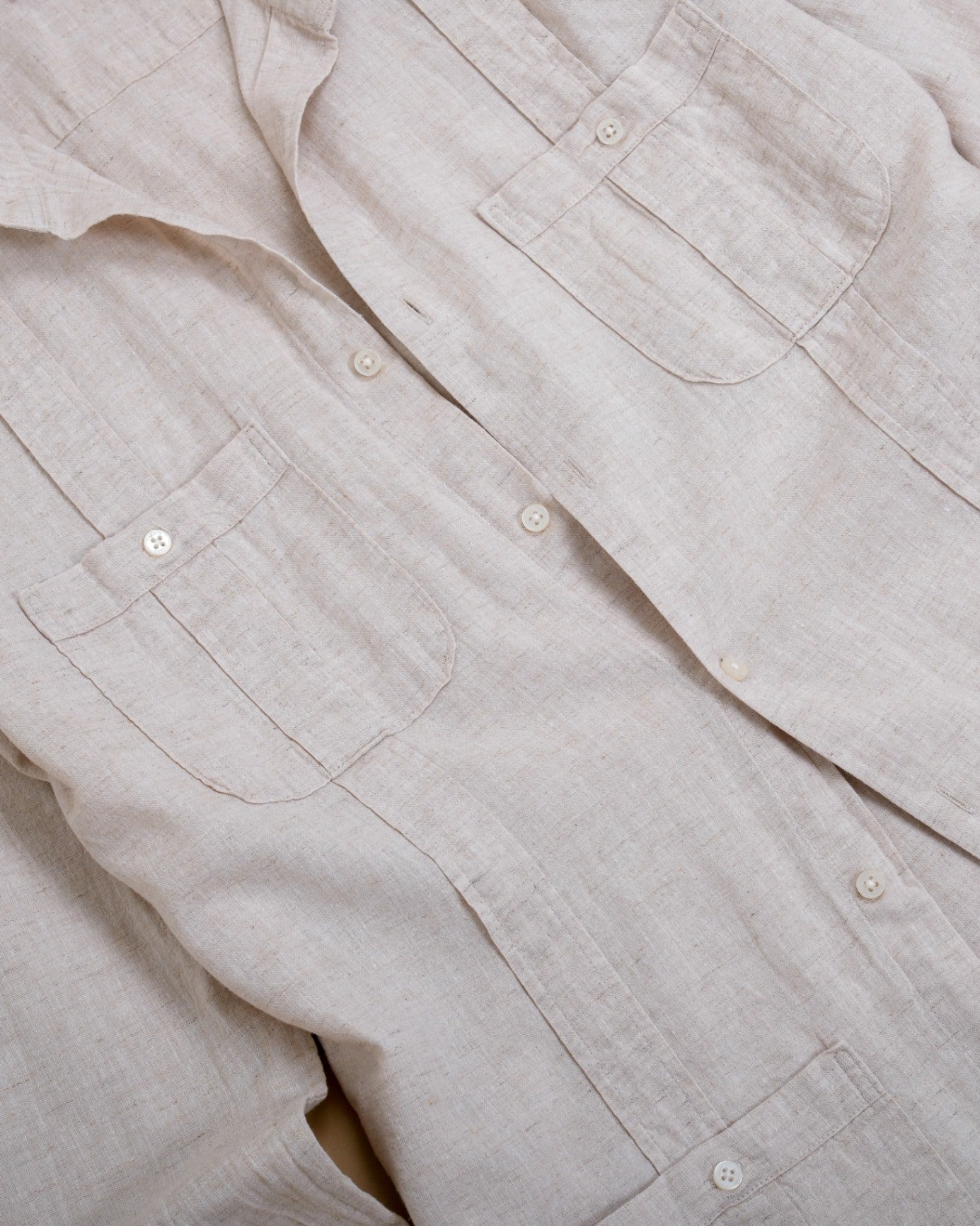Beige Cotton/Linen Guayabera Shirt