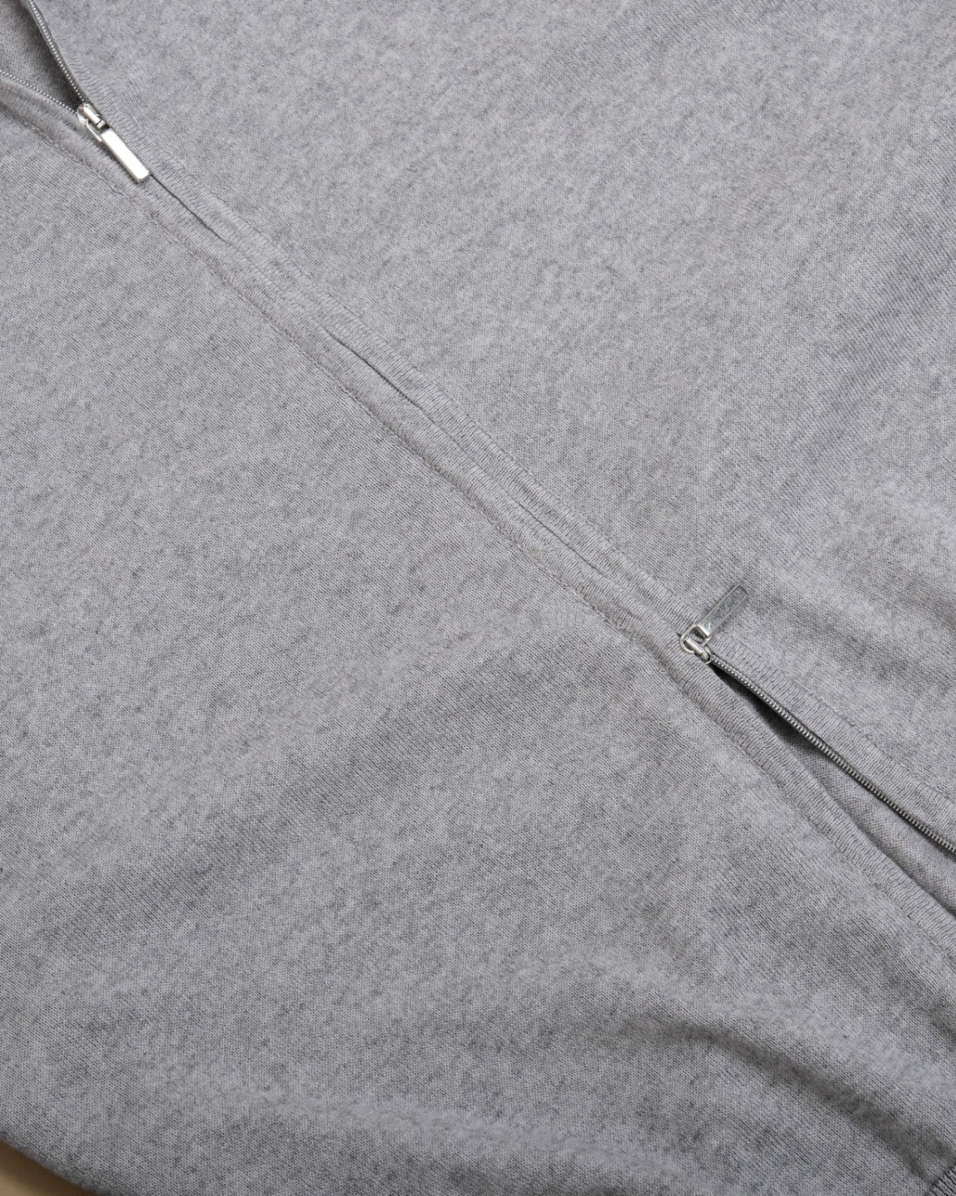Grey Cotton/Cashmere Full-Zip Cardigan
