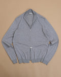 Grey Cotton/Cashmere Full-Zip Cardigan