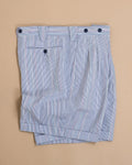 Multicolored Striped Seersucker Pleated Shorts
