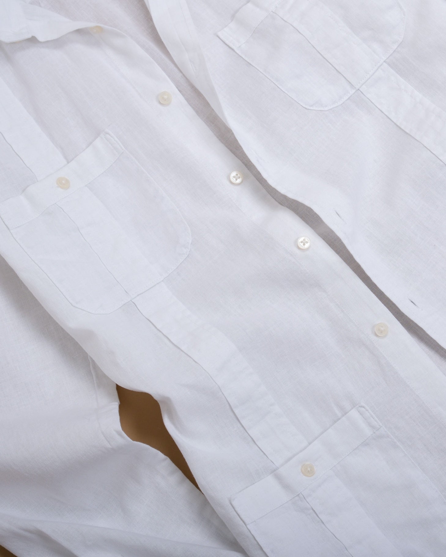 White Cotton/Linen Guayabera Shirt