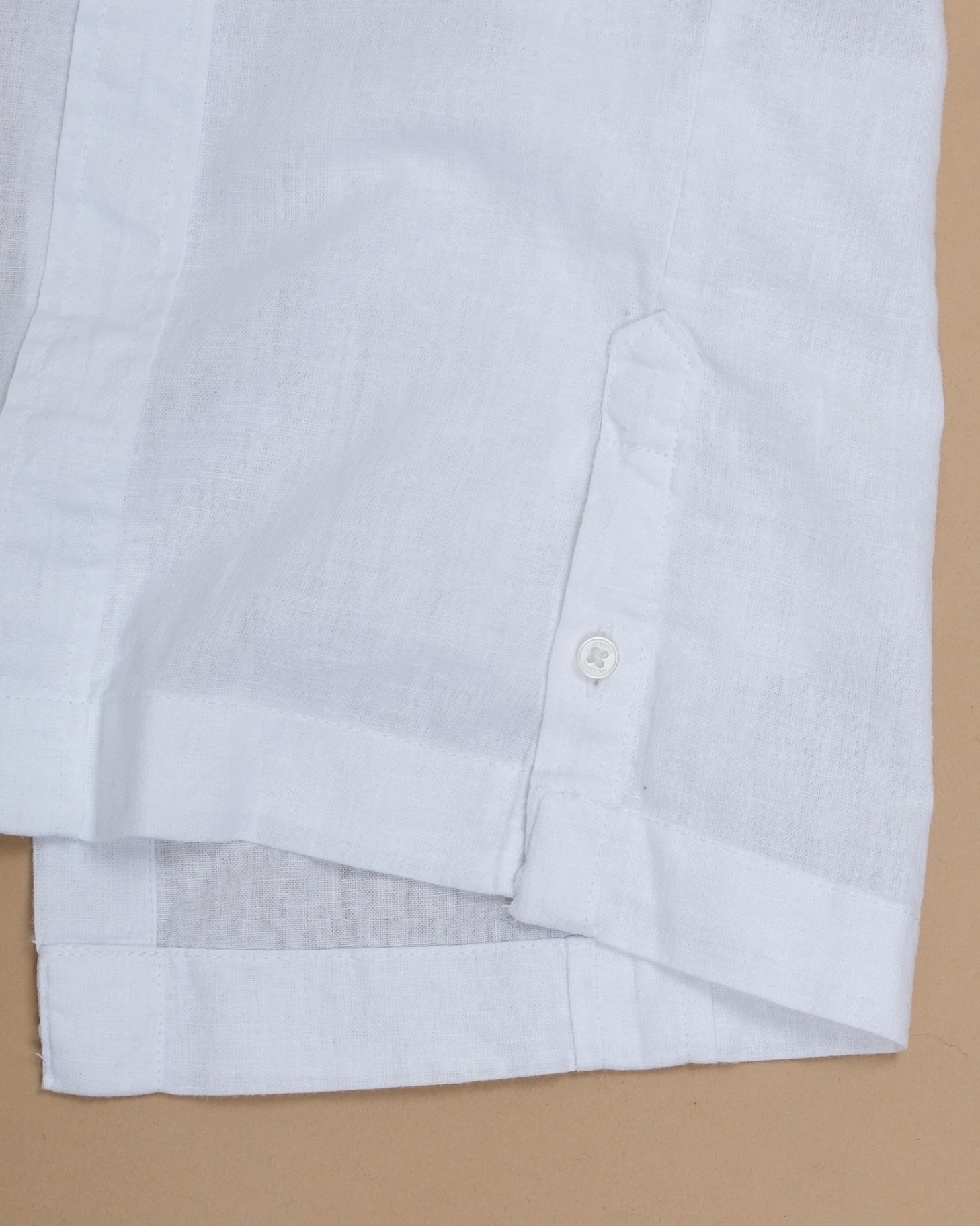 White Cotton/Linen Guayabera Shirt