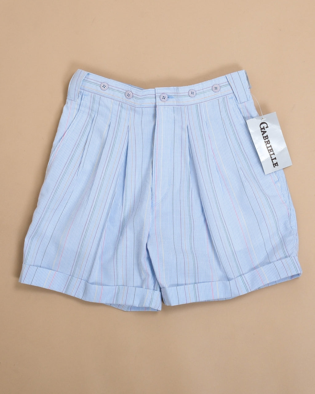 Multicolored Striped Seersucker Pleated Shorts