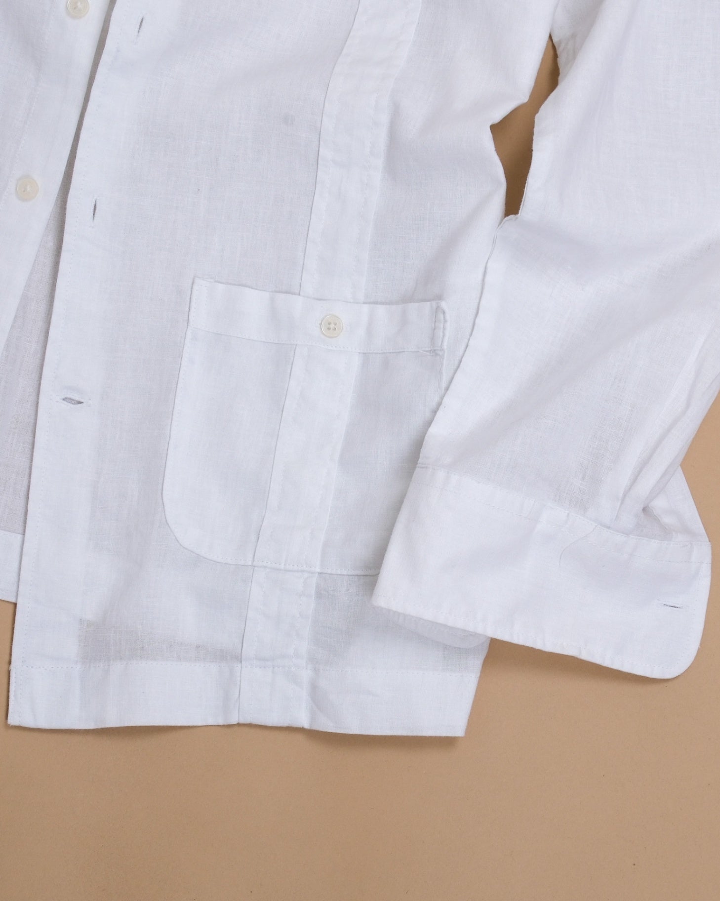 White Cotton/Linen Guayabera Shirt