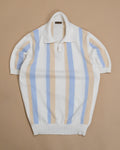 Cream/Blue/Beige Hemp/Cotton Polo