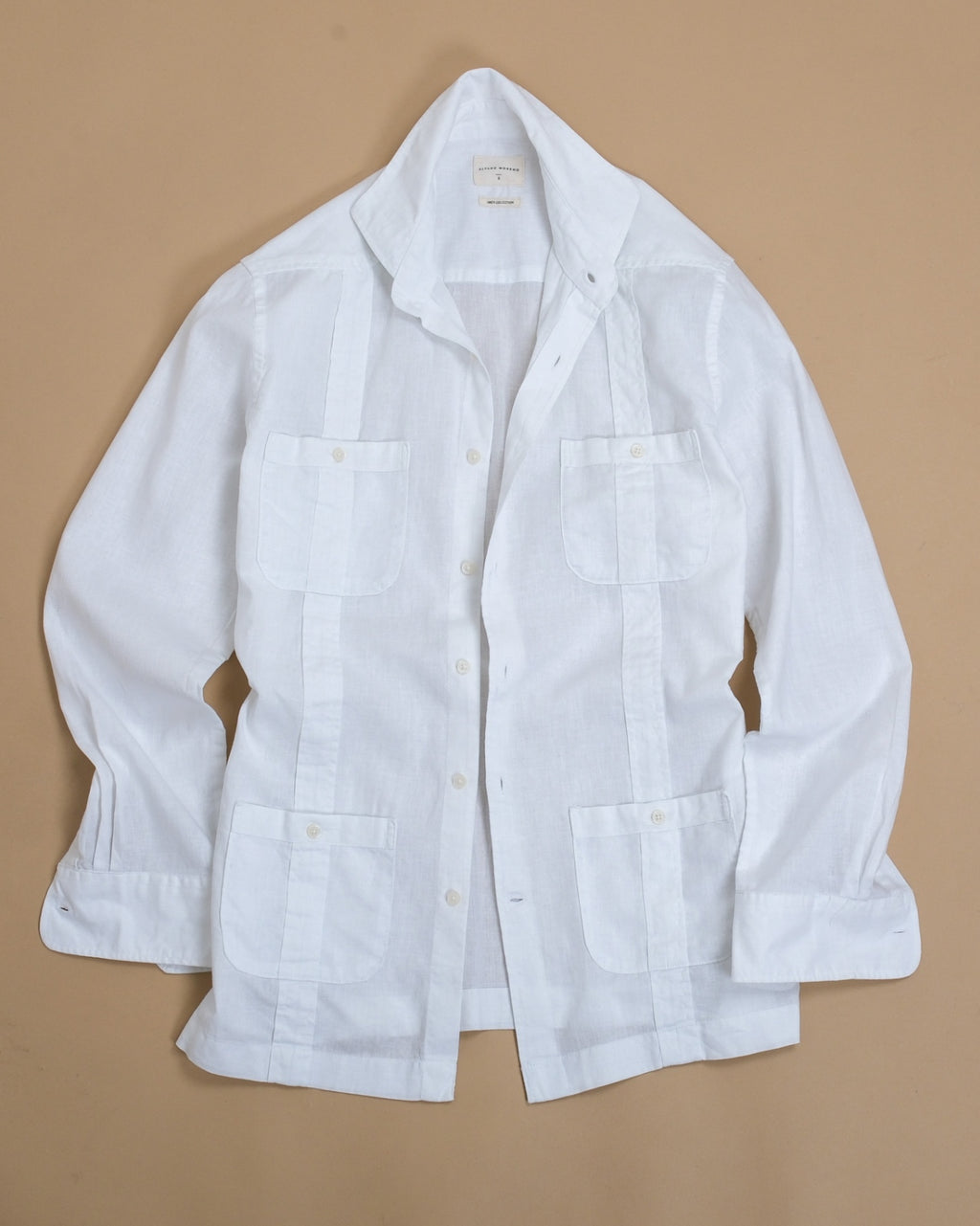 White Cotton/Linen Guayabera Shirt
