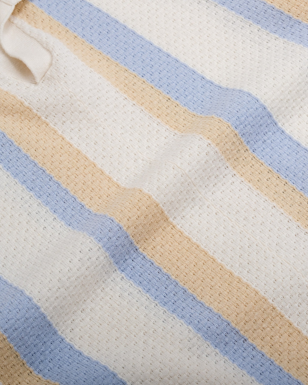 Cream/Blue/Beige Hemp/Cotton Polo
