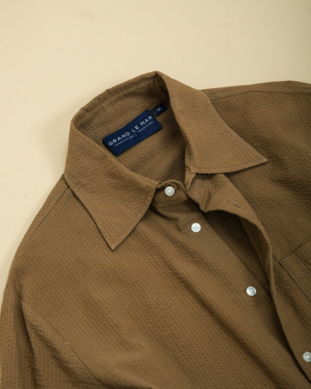 Olive Cotton Seersucker Shirt