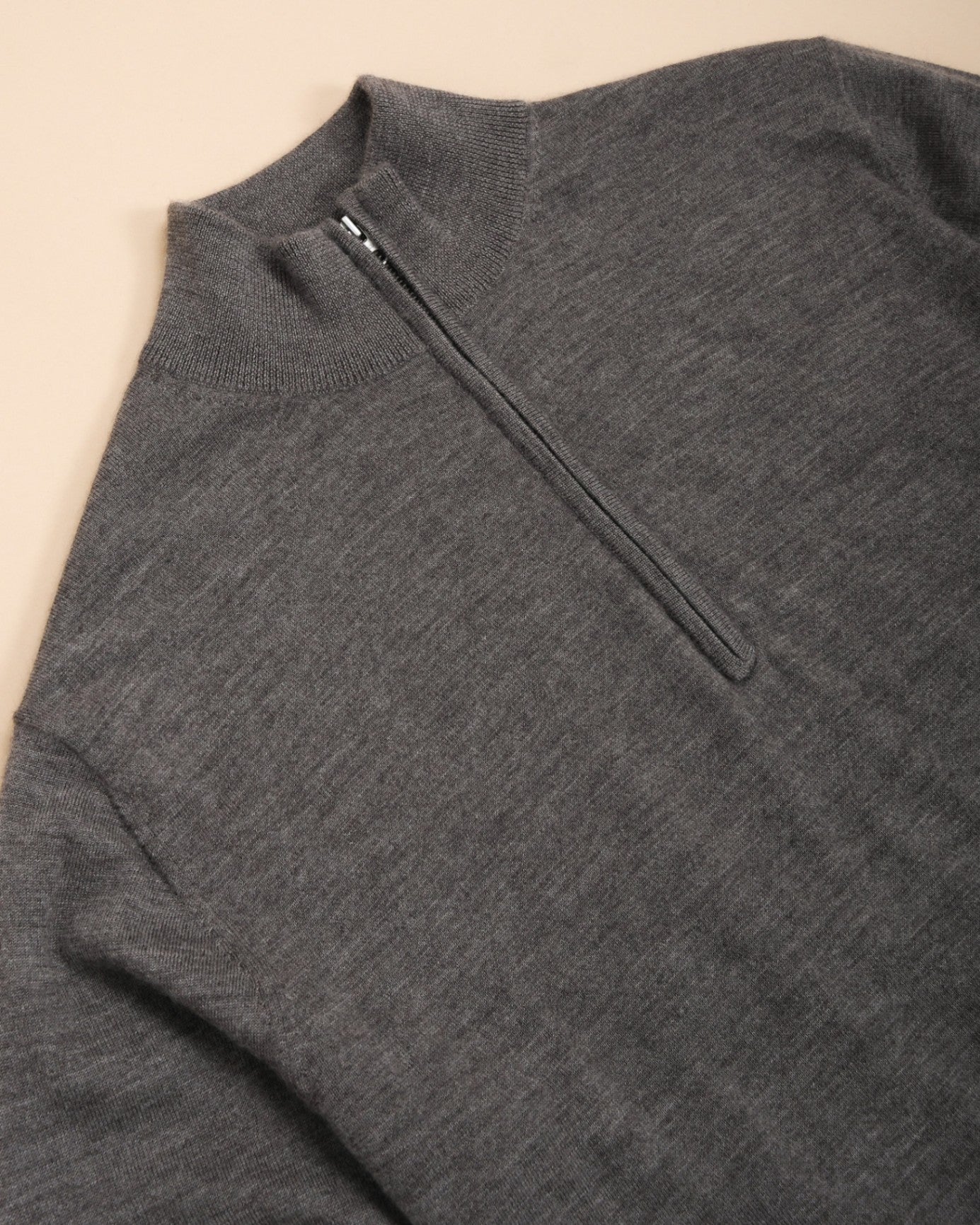 Taupe Light Weight Wool Half-Zip