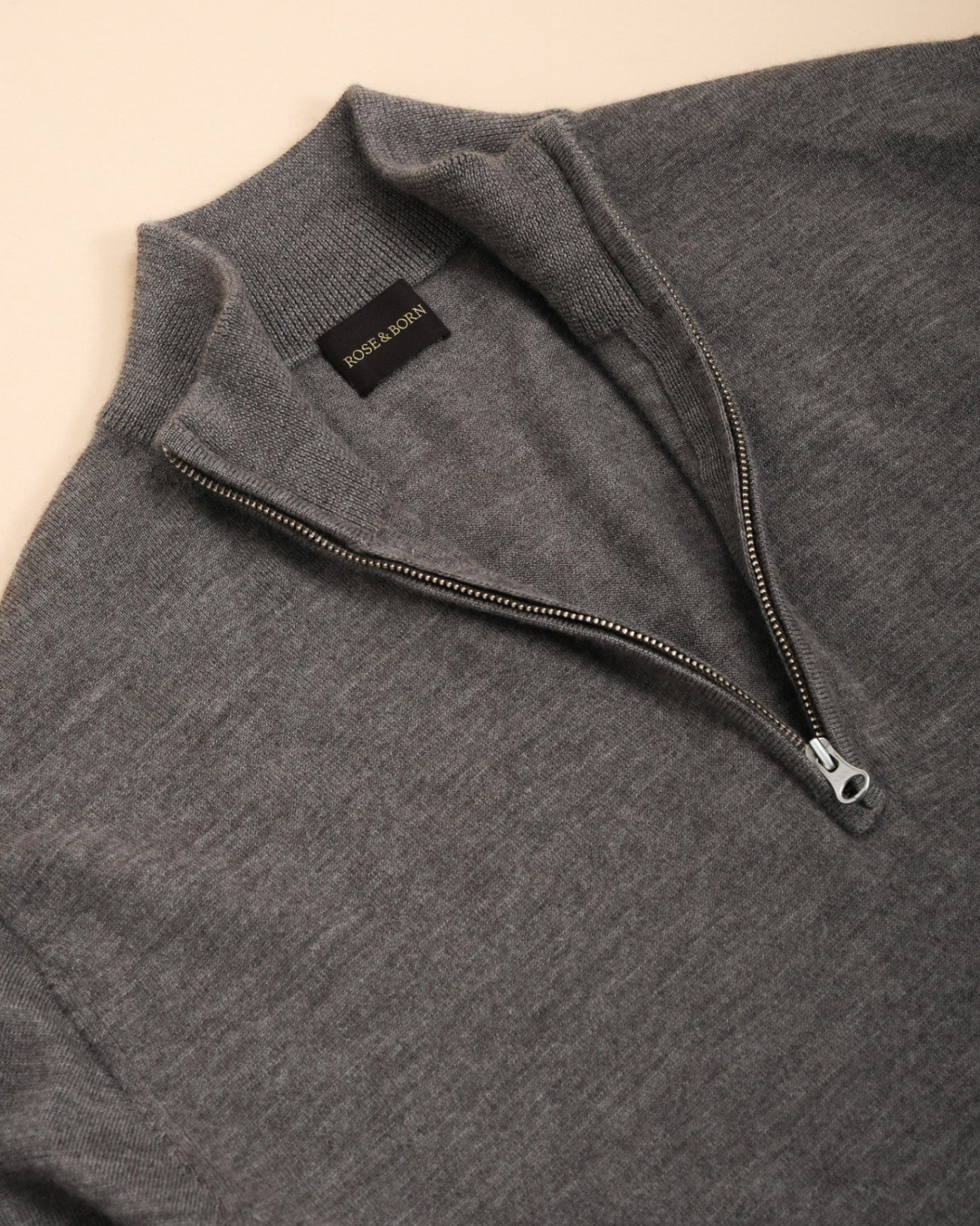Taupe Light Weight Wool Half-Zip
