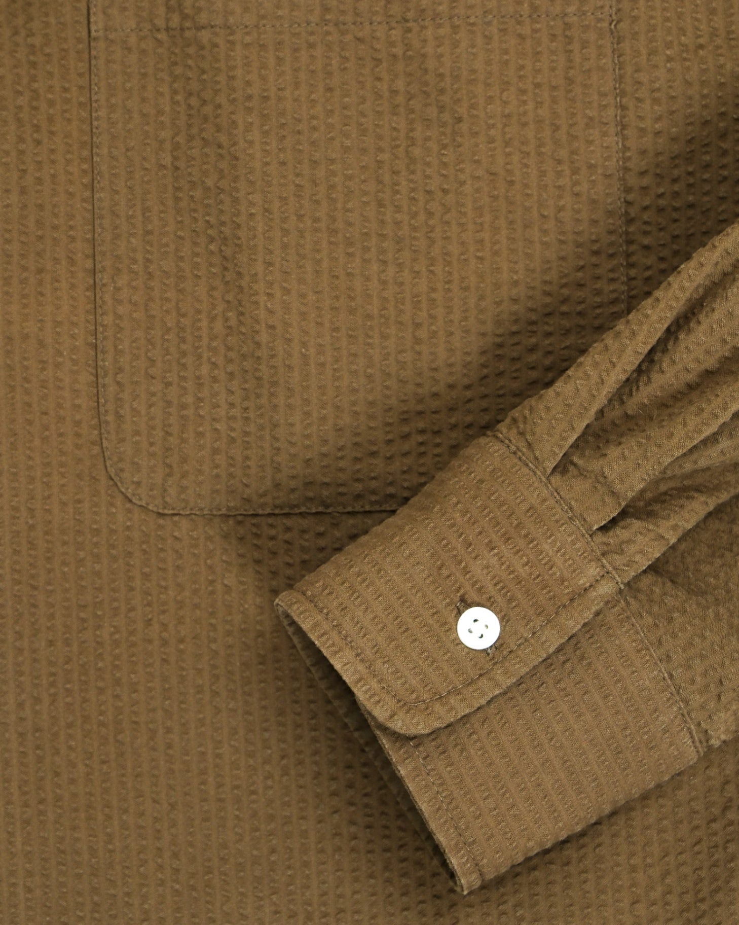 Olive Cotton Seersucker Shirt