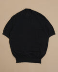 Black Cashmere/Silk Short-Sleeve Crewneck