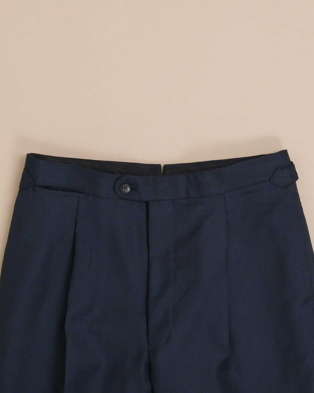 Navy High-Rise Birdseye Wool Trousers