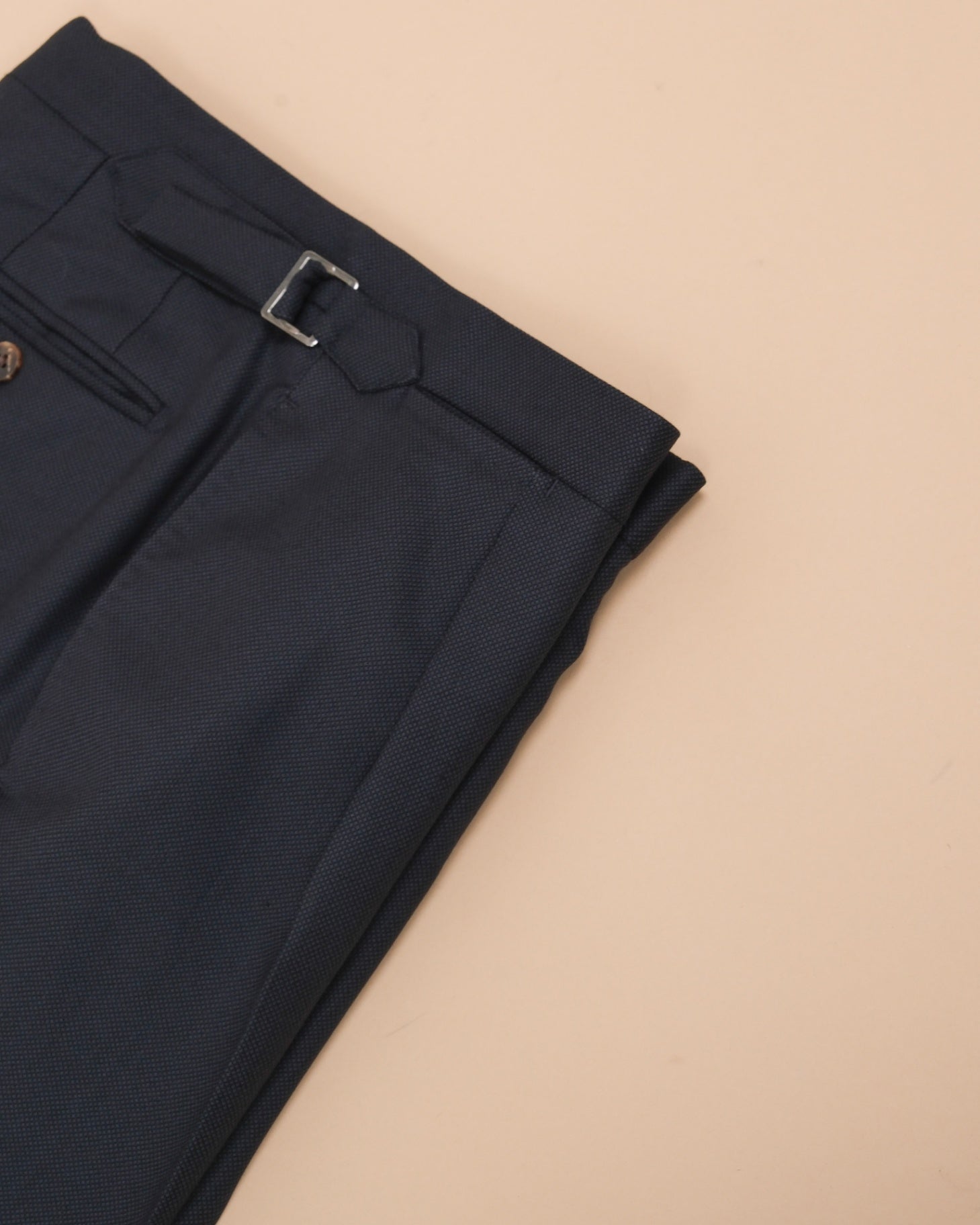 Navy High-Rise Birdseye Wool Trousers