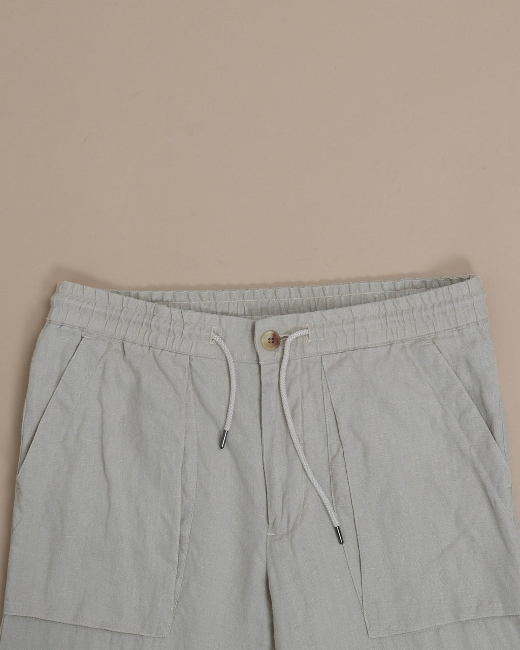 Beige Casual Straight Fit Linen Trousers