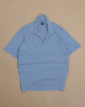 White/Blue Striped Open One-Piece Polo