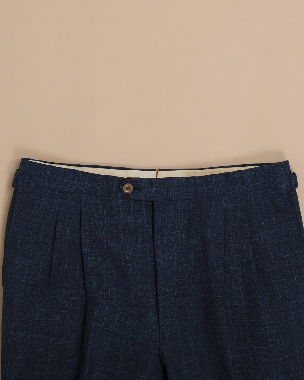 Navy Melange LP "Summertime" High-Rise Pleated Trousers
