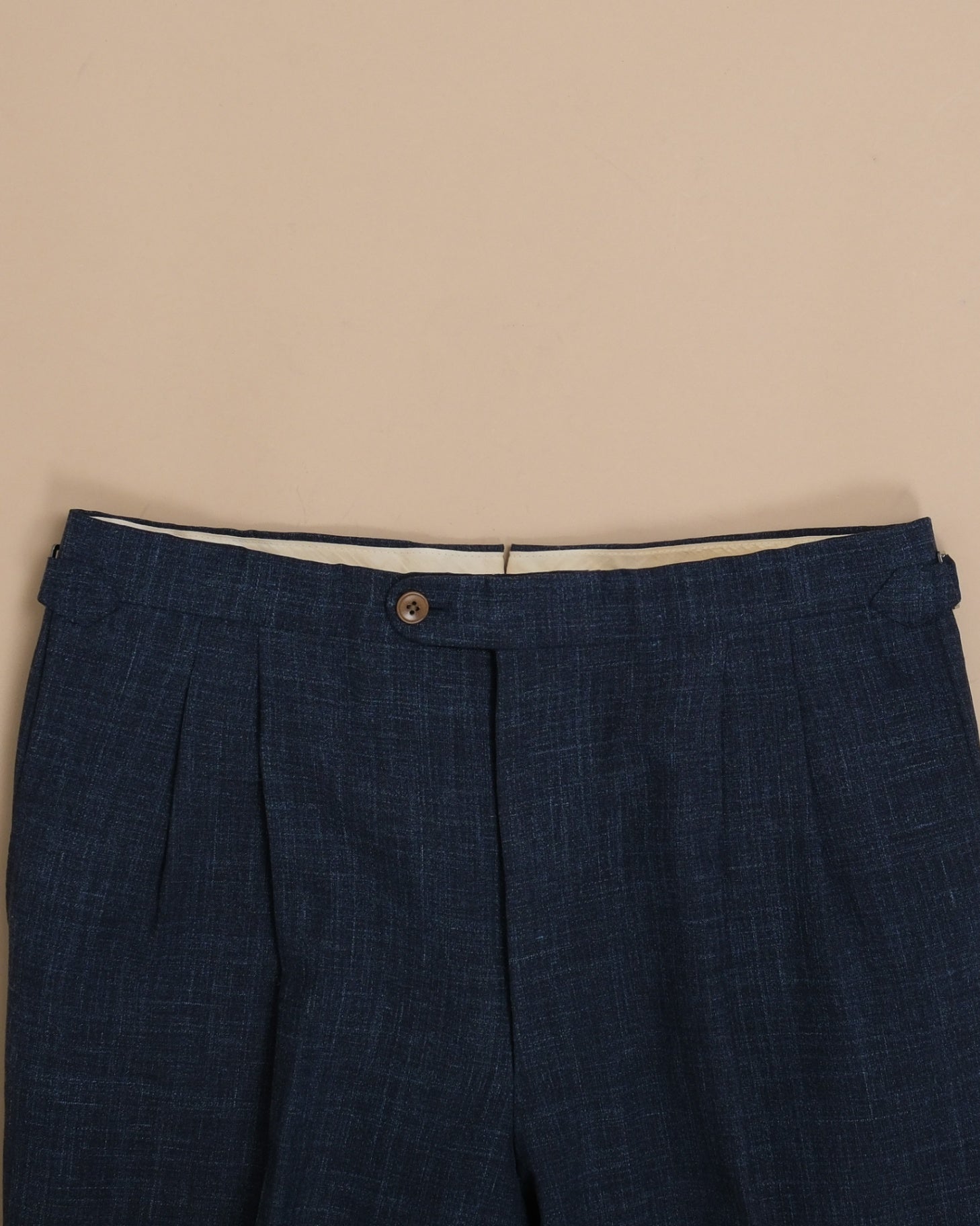 Navy Melange LP "Summertime" High-Rise Pleated Trousers