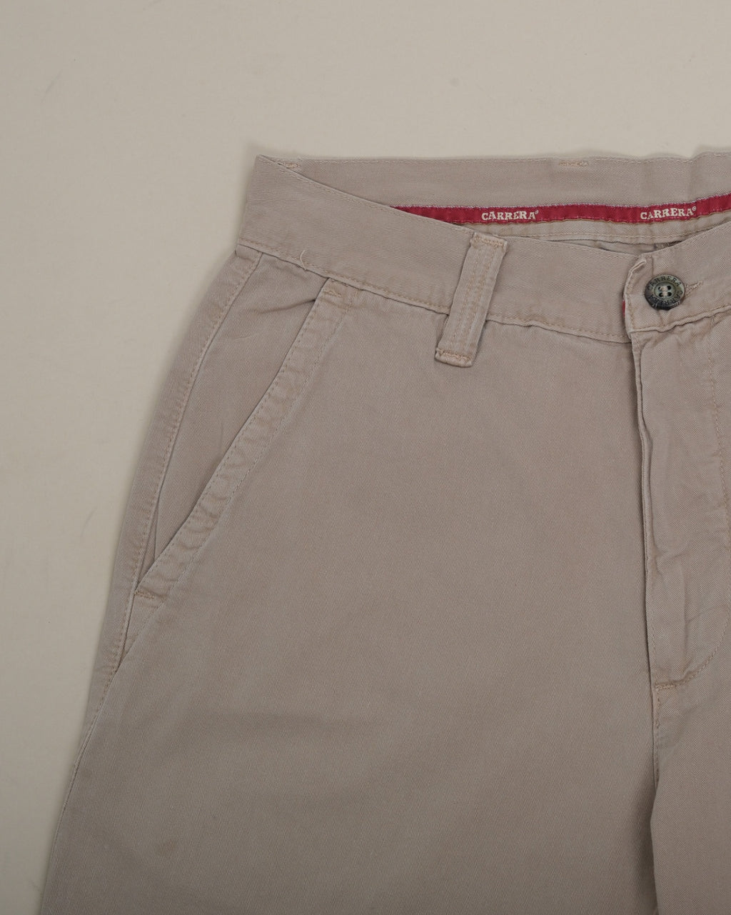Khaki Cotton High-Rise Trousers