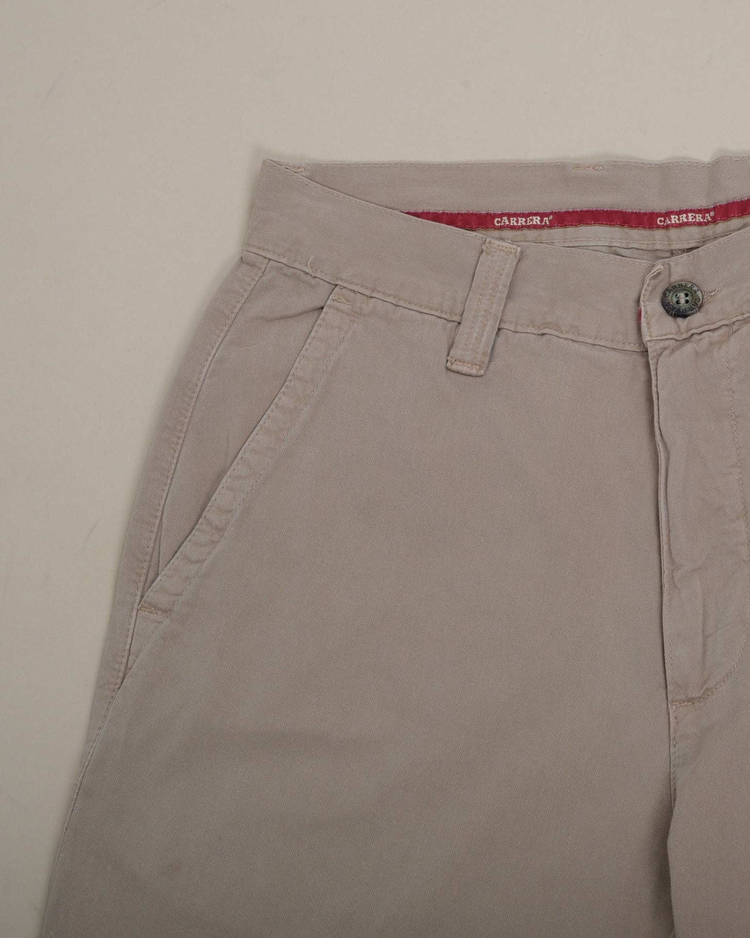 Khaki Cotton High-Rise Trousers