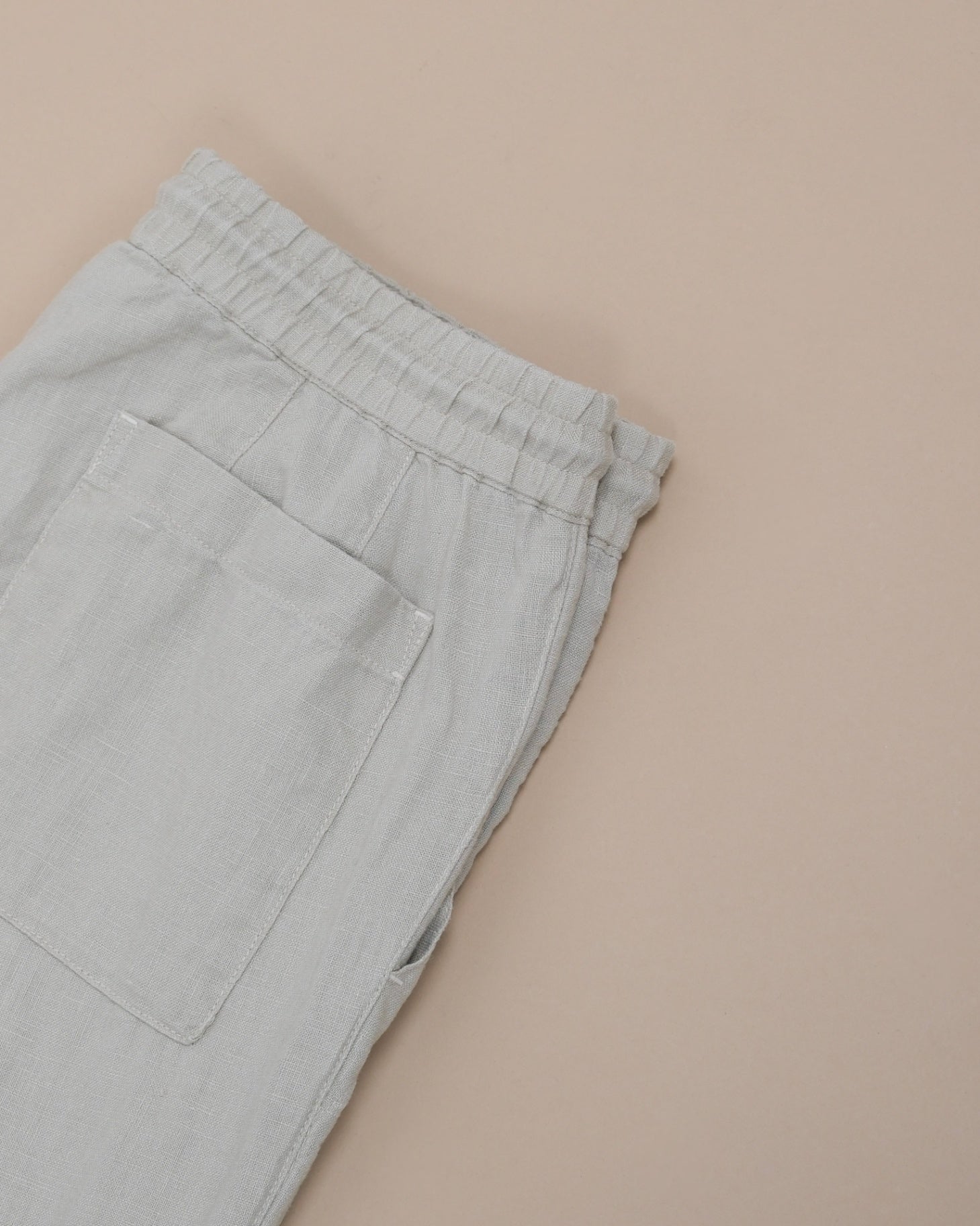 Beige Casual Straight Fit Linen Trousers