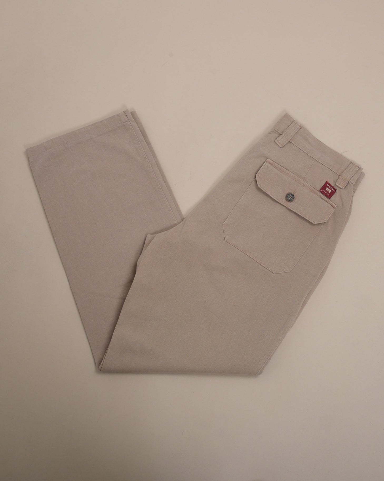 Khaki Cotton High-Rise Trousers