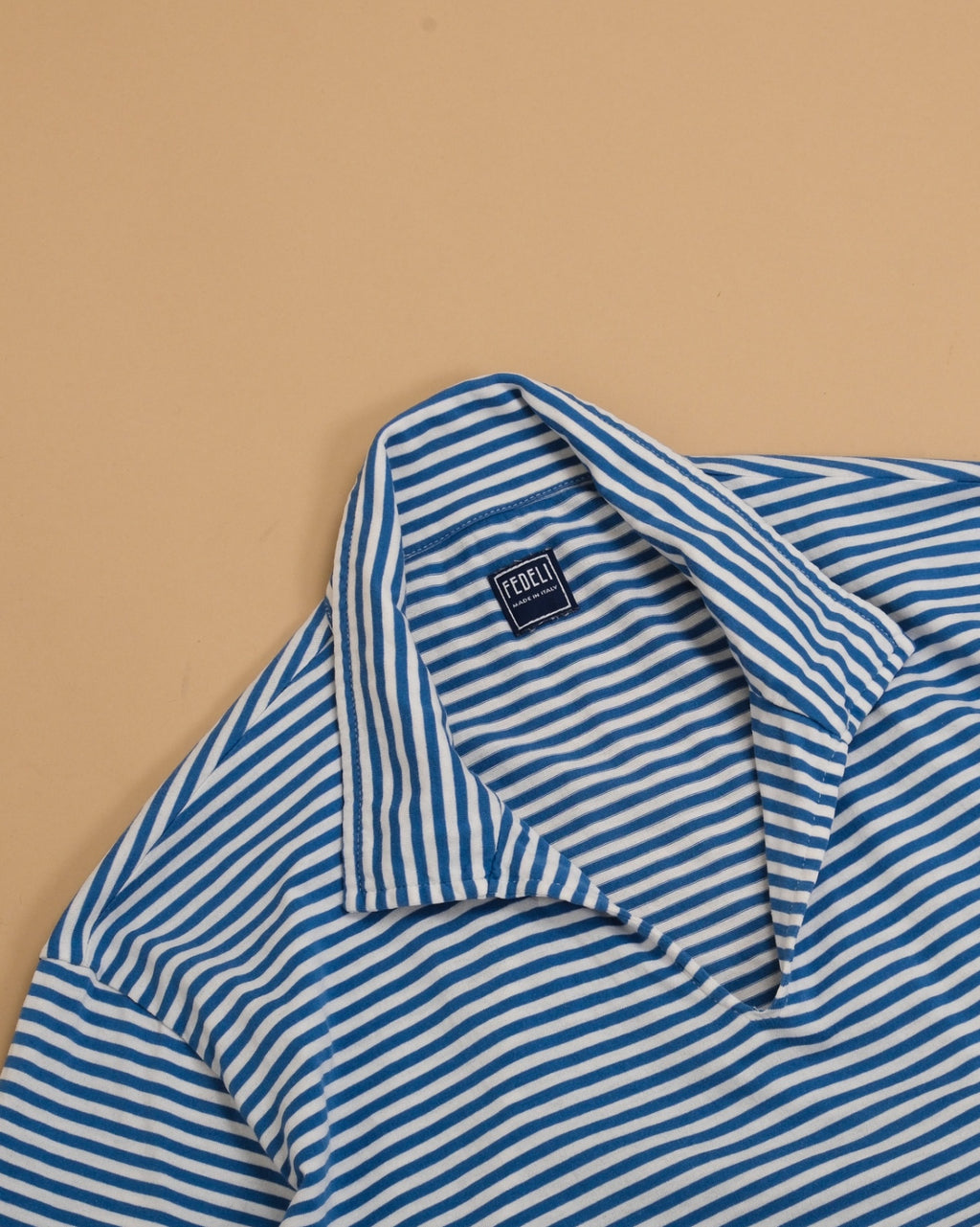 White/Blue Striped Open One-Piece Polo