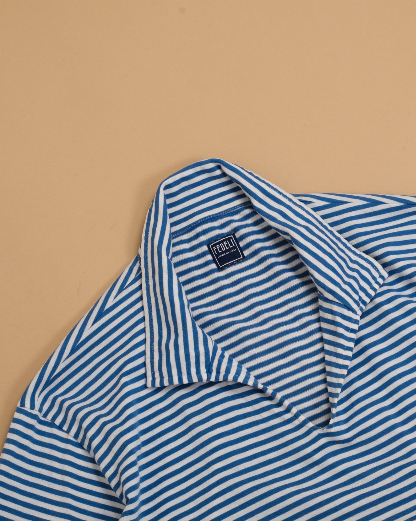White/Blue Striped Open One-Piece Polo