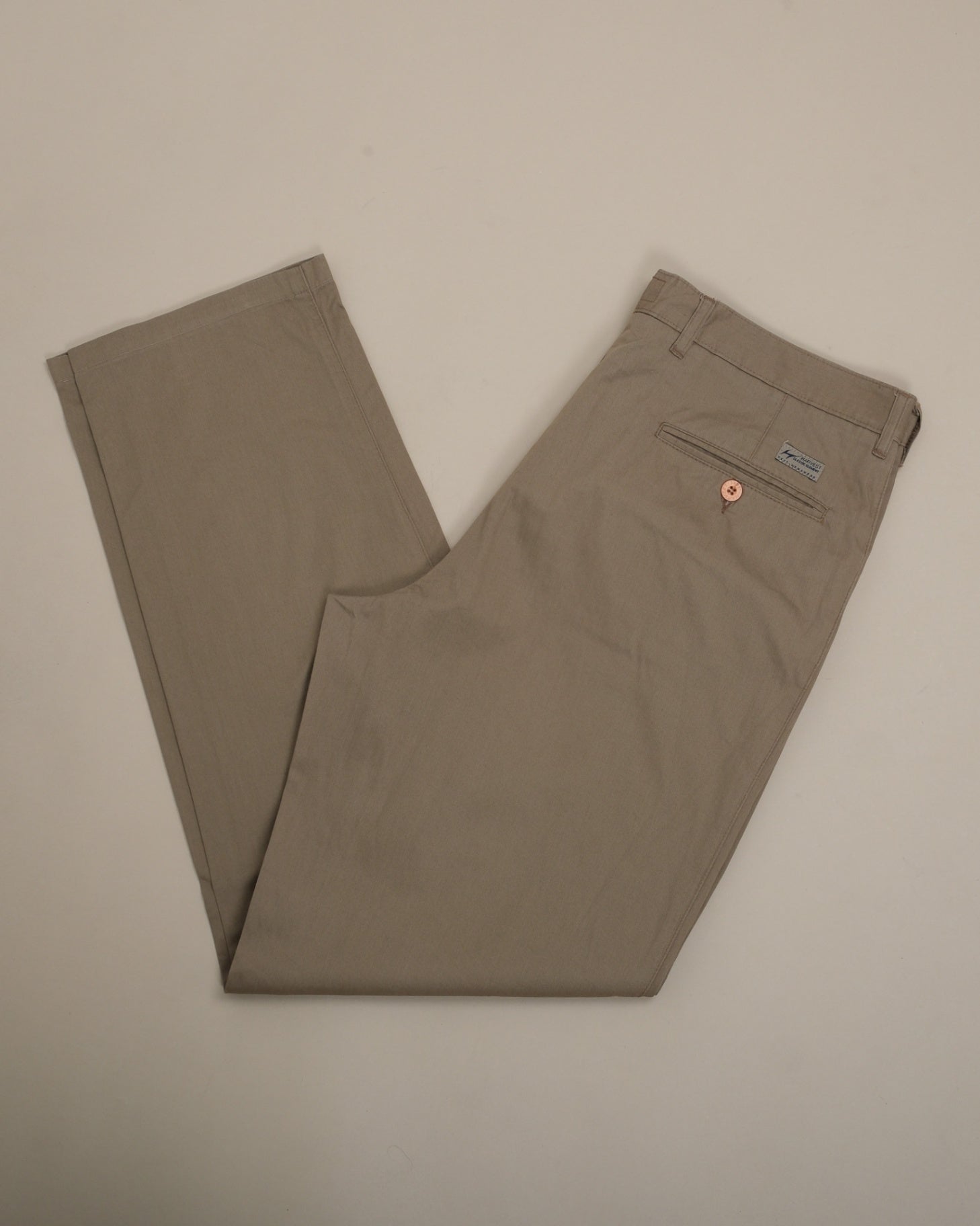 Khaki Cotton High-Rise Trousers