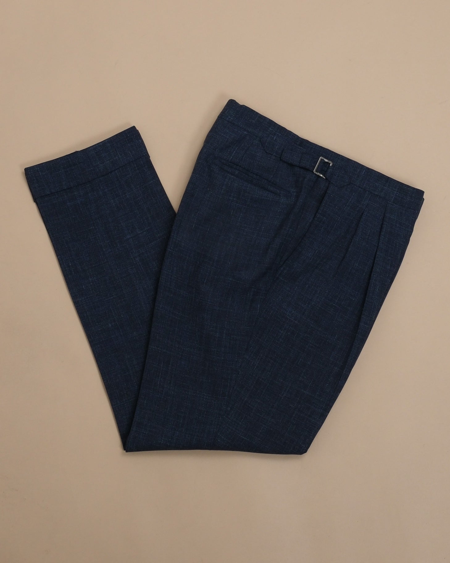 Navy Melange LP "Summertime" High-Rise Pleated Trousers